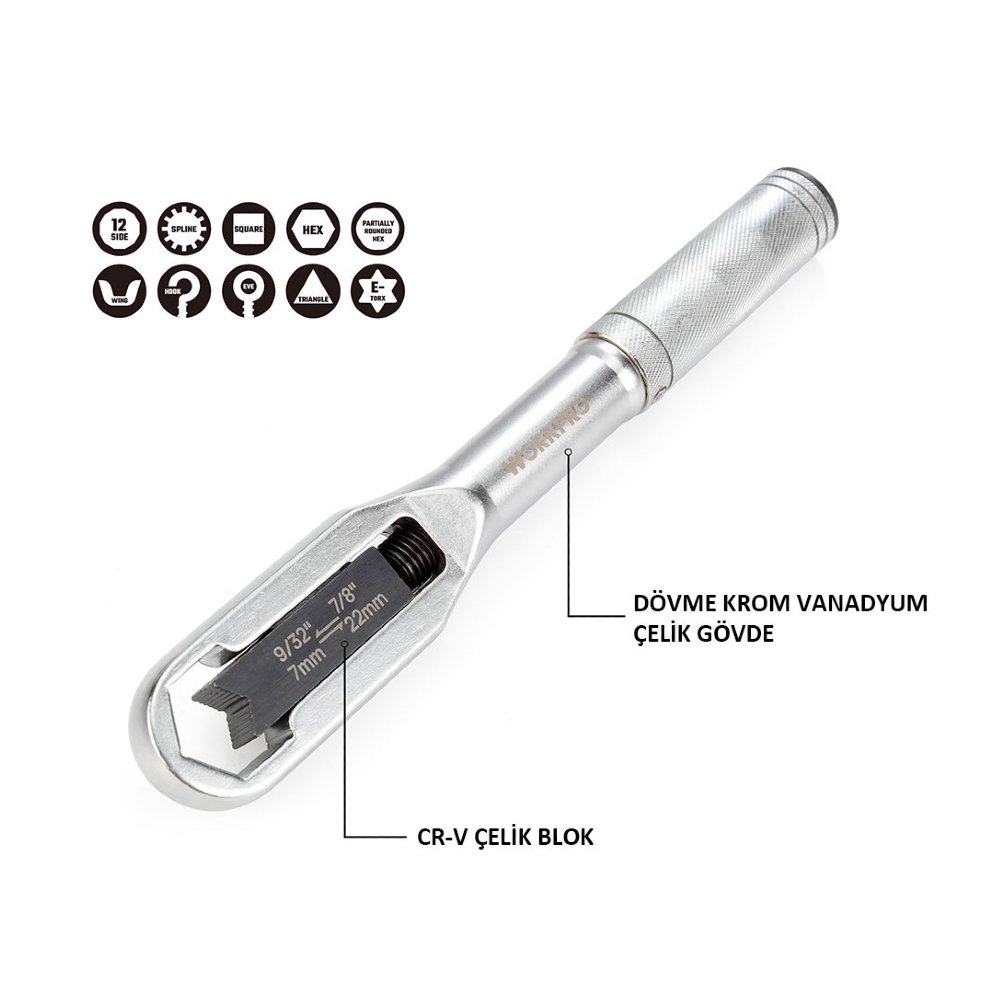 Workpro CR-V Üniversal Ayarlanabilir Anahtar 7-22 mm