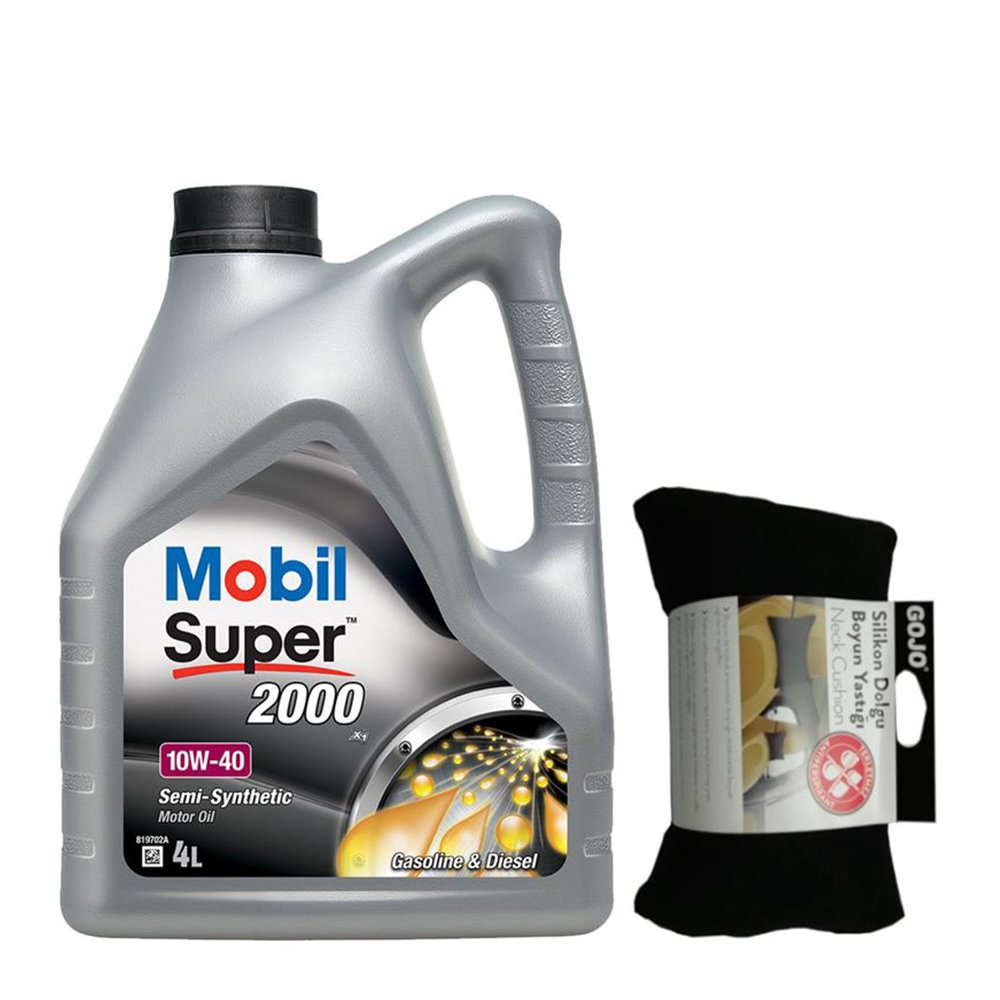 Mobil Super 2000 X1 10W-40 Yarı Sentetik Motor Yağı 4 Litre & Gojo Boyun Yastığı