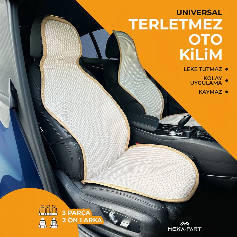 Meka-Part Oto Koltuk Koruyucu Kılıf Krem Universal 2+1 Parça
