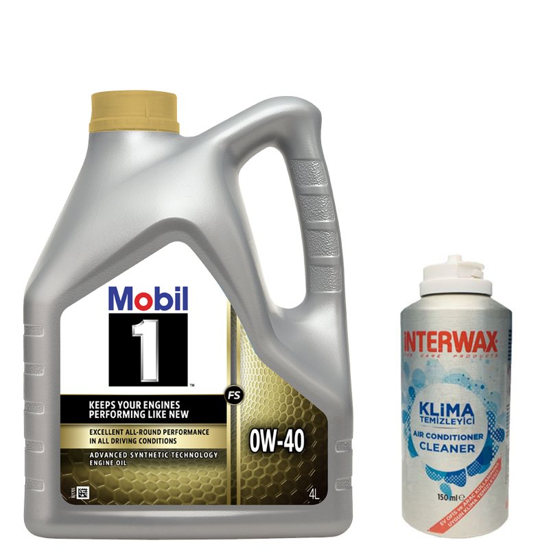 Mobil 1 FS 0W-40 Tam Sentetik Motor Yağı 4 Litre & İnterwax Klima Temizleyici