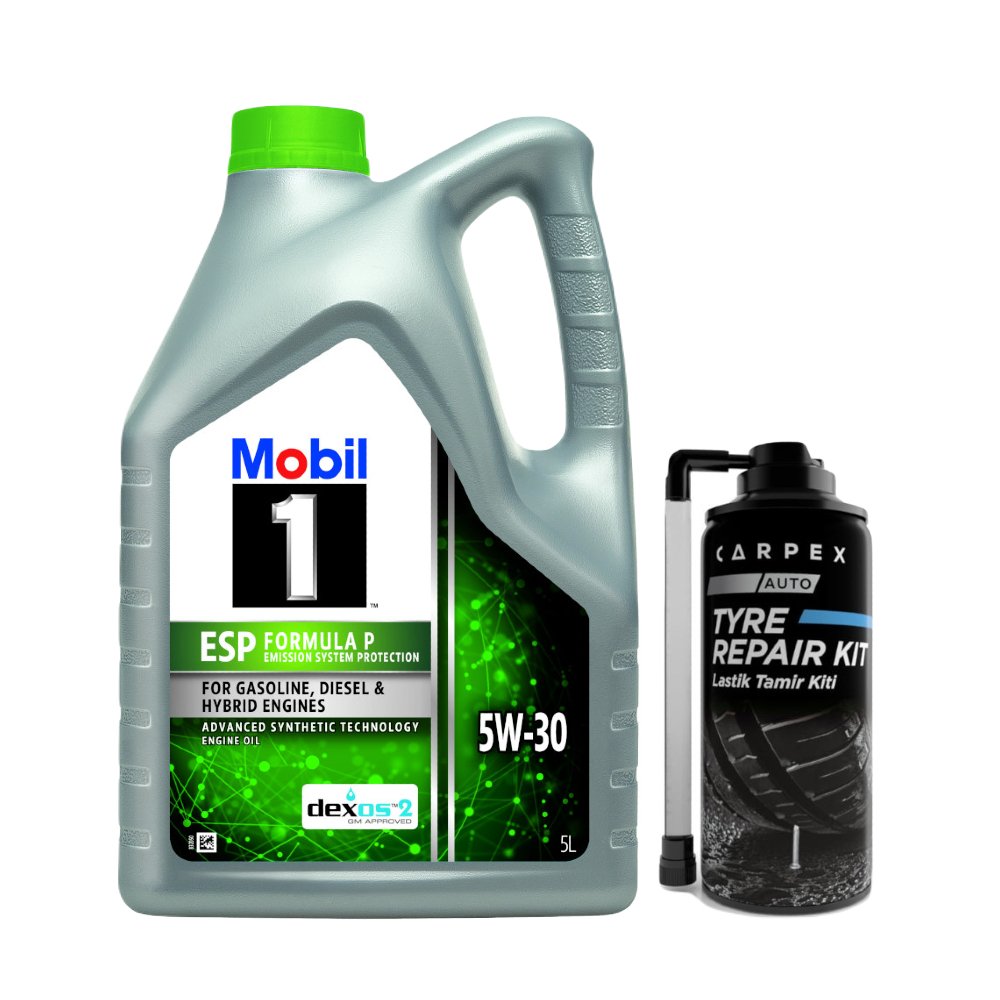 Mobil 1 Esp Formula P 5W-30 Tam Sentetik Motor Yağı 5 Litre & Carpex Lastik Tamir Kiti